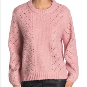 ELODIE Long Sleeve Pointelle Pullover size XL Color Mauve